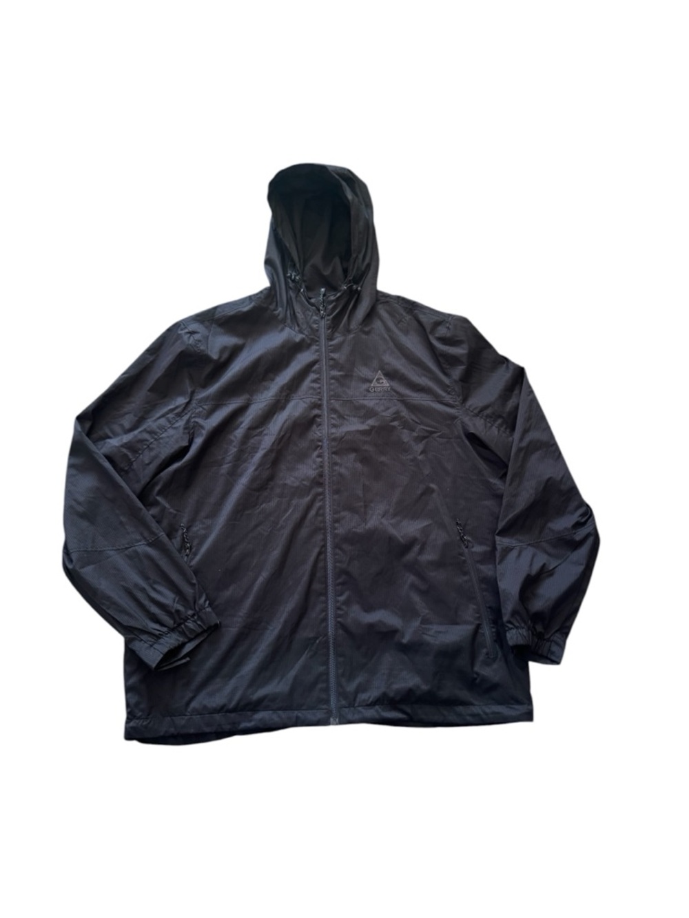 Gerry Windbreaker Jacket Mens XXL Black Hooded Full Zip Lined Lightweight